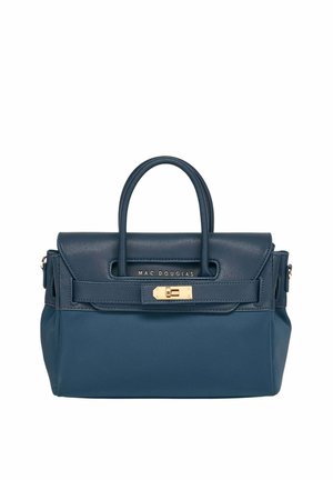 Sac à main Mac Douglas bleu marine avec double poignée, fermoir doré et forme rectangulaire structurée.