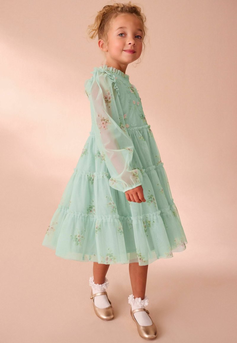 green emerald velvet dress Laura Ashley Bow Back Velvet Dress S main image 1