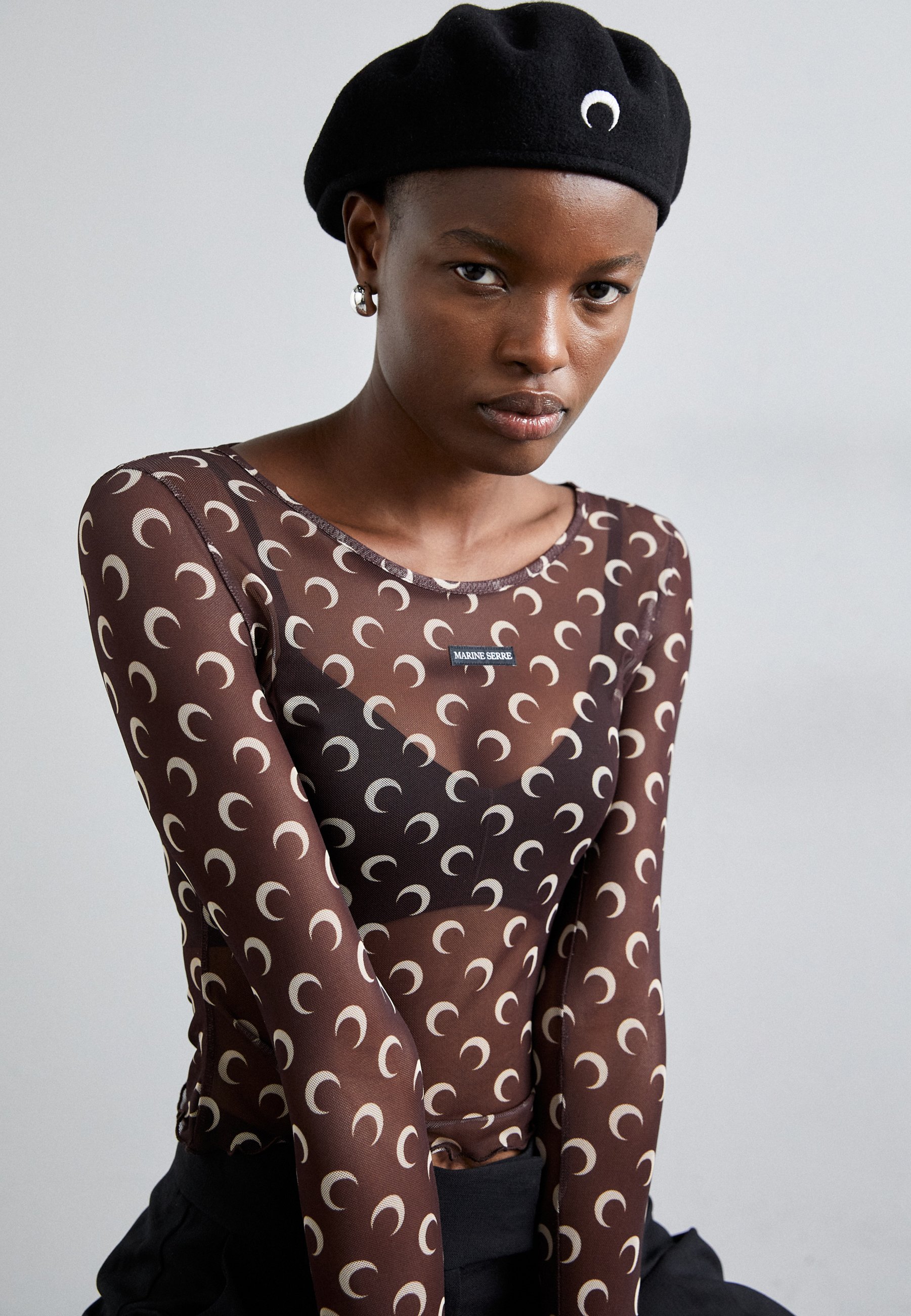 MARINE SERRE MOON PRINTED SECOND SKIN CROPPED - Long sleeved