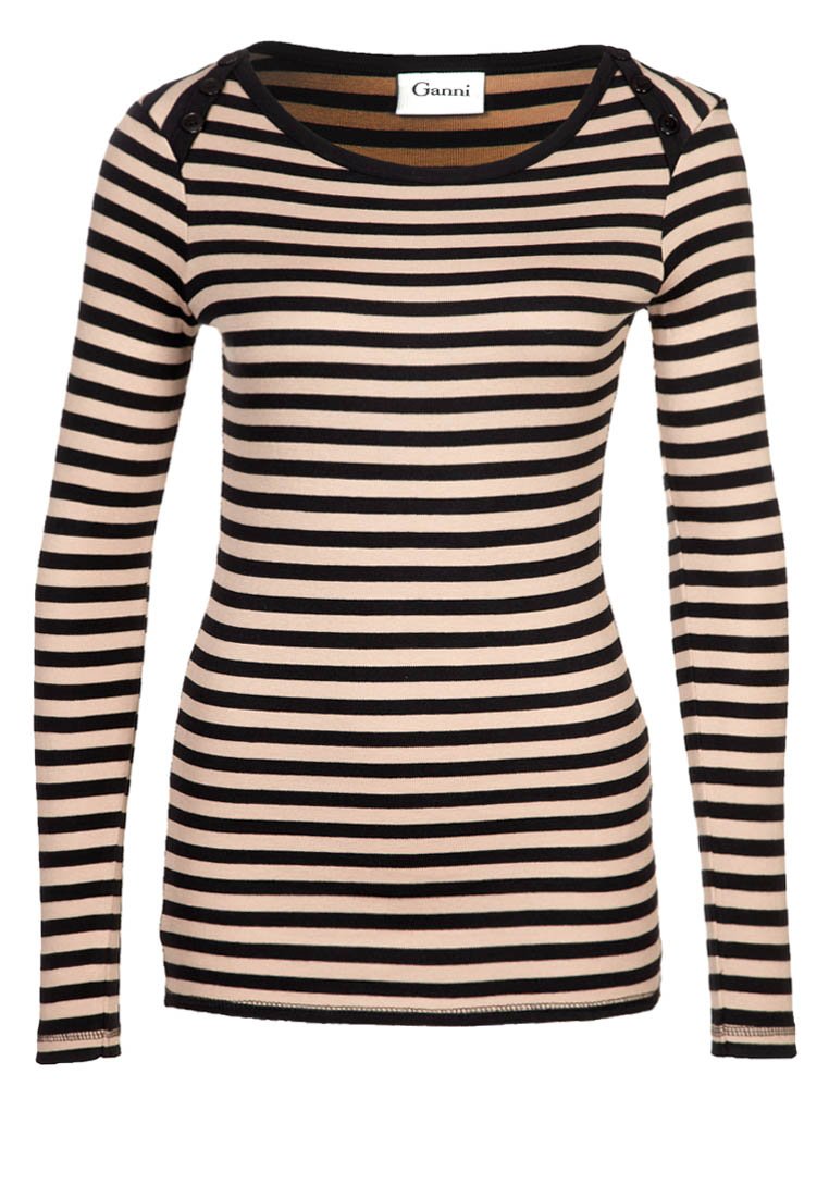 Ganni Long sleeved top - black/camel/black - Zalando.co.uk