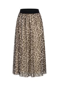 LONGFORM MIT LEOPRINT UND GUMMIBAND - A-Linien-Rock - beige