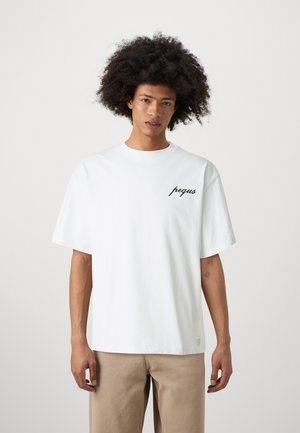 PEQUS CHEST LOGO UNISEX - Paprasti marškinėliai - white sand