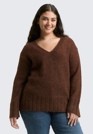 Strickpullover - dark pecan brown melange
