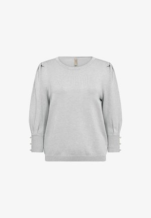 Hallide anumatud särk ümmarguse kaelusega, puhvis varrukatega ja dekoratiivsete pärlitega aksessuaaridel varrukatel. Pehme tekstuur ja mugav istuvus.