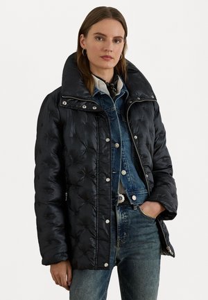 LOGO QUILTED FUNNELNECK PUFFER COAT - Winter jacket - black