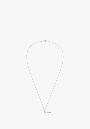 Delikat guldkæde med en lille diamantvedhæng og matchende guldtapsøreringe med diamanter.