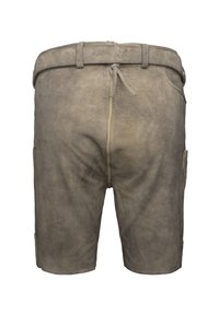 Beiga mockaskorts med rak passform, platt midjeband och bälteshällor. Inkluderar sidofickor och en synlig sömdetalj.