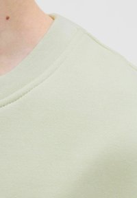 Világoszöld pulóver bordázott kerek nyakkal és sima felülettel, amely hangsúlyozza a logóktól és mintáktól mentes minimalista dizájnt.
