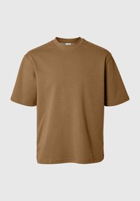 SLH LOOSE OSCAR O NECK TEE - Basic T-shirt - chipmunk