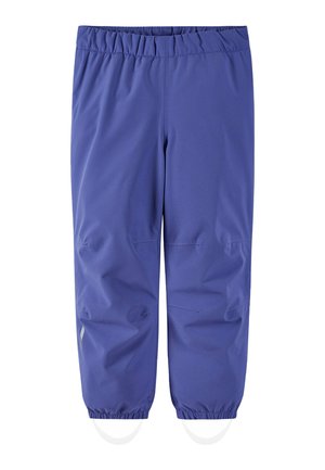 Lila, leichte Outdoor-Hosen mit elastischem Bund, elastischen Bündchen und Seitennähten. Glatte Textur mit feinen Nahtdetails.
