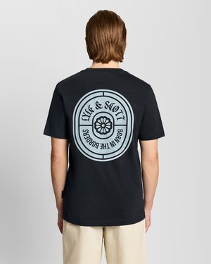 Lyle & Scott BORDERS LABEL GRAPHIC - T-shirt print - dark navy