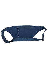 Navyblaues Bauchtasche aus strapazierfähigem Stoff. Verfügt über ein Reißverschlussfach, einen verstellbaren Gurt und ein flaches Design für ein schlankes Erscheinungsbild.