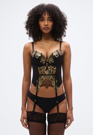 CAGED LILIES PADDED BASQUE - Korsete - black