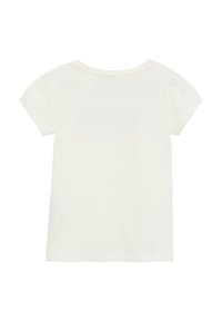 Witte katoenen t-shirt met korte mouwen, ronde halslijn en een gladde textuur. Minimalistisch ontwerp zonder zichtbare patronen of accenten.