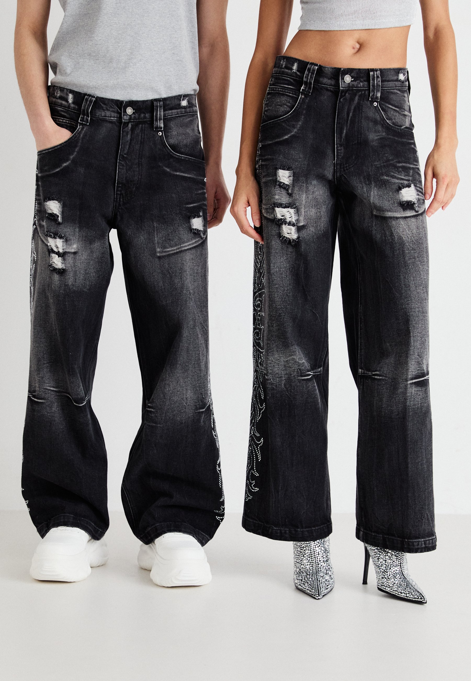 Jaded London CRYSTALLINE COLOSSUS UNISEX - Loose Jeans - black 