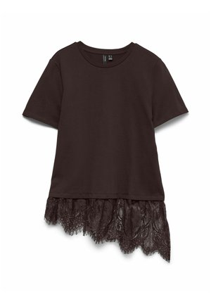 Vero Moda, VMBRIT SS O-NECK LACE T-SHIRT JRS - T-shirt imprimé - chocolate torte