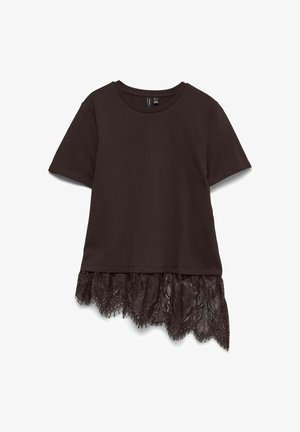 Vero Moda, VMBRIT SS O-NECK LACE T-SHIRT JRS - T-shirt imprimé - chocolate torte