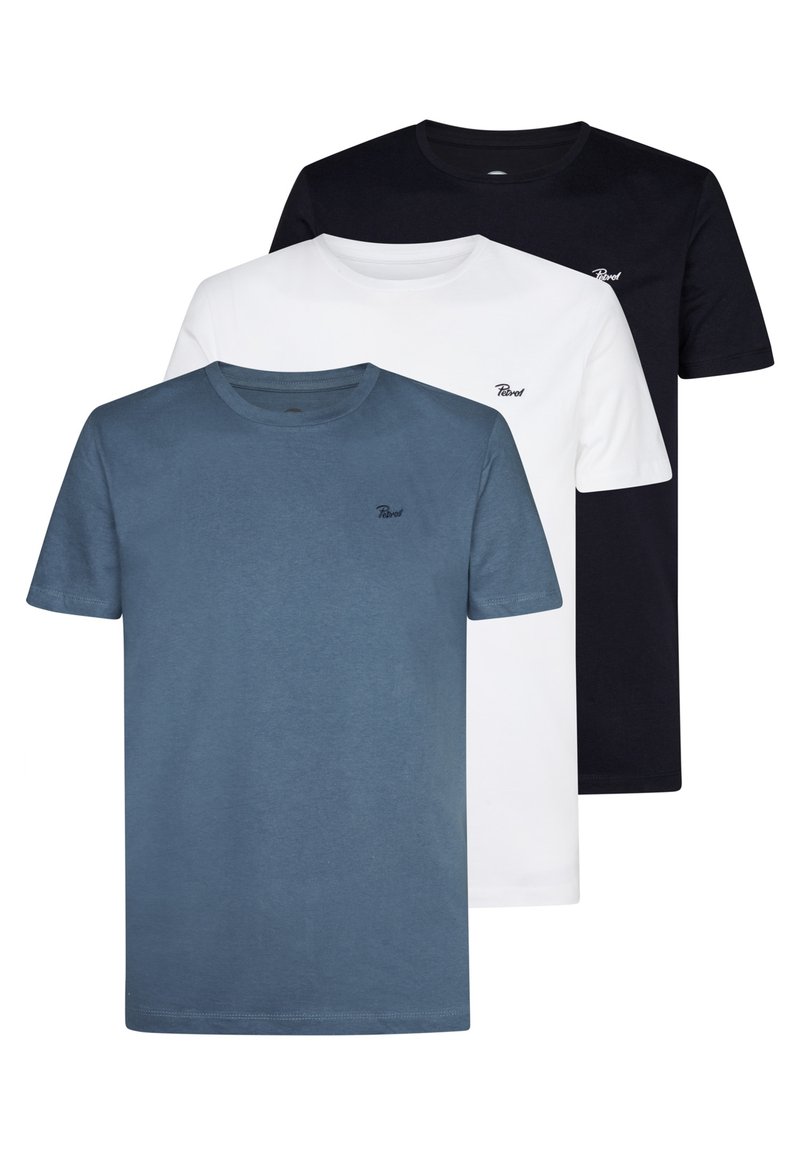 Petrol Industries 3 PACK SPECIAL - T-shirt basic - navy white lightshadow