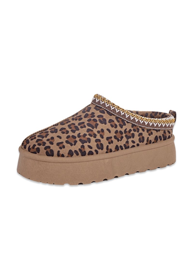 FALBALA HELSI Chaussons leopard/marron chiné