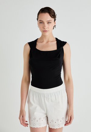 DRAPED HOODED SLEEVELESS - Basic T-shirt - black