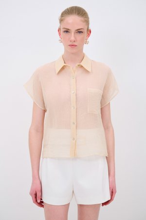 Overhemdblouse - beige