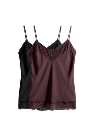 THE SET REGULAR FIT - 2 PACK  - Pyžamový vrchný diel - black  burgundy red