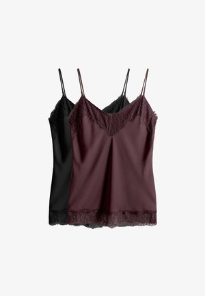 THE SET REGULAR FIT - 2 PACK - Pyžamový vrchný diel - black burgundy red