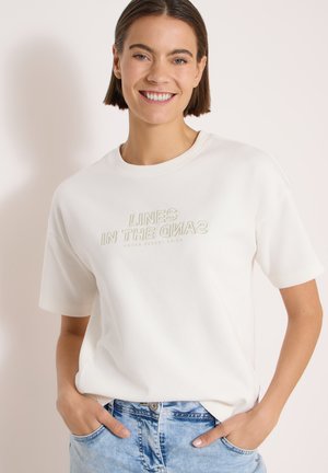 Cecil, KURZARM SWEATSHIRT MIT EMBROIDERY - Camiseta estampada - vanilla white