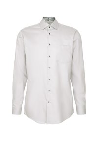 Witte lange mouwen shirt met een knoopsluiting aan de voorkant, één borstzak en een kraag met een contrastpatroon. Glad stof met een klassieke pasvorm.