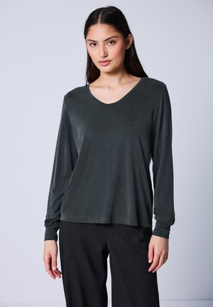 V-NECK - T-shirt à manches longues - schwarz