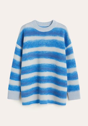 Blauw-wit gestreepte trui met een ronde hals, losse pasvorm, gestructureerde stof en ribgebreide manchetten en onderrand.
