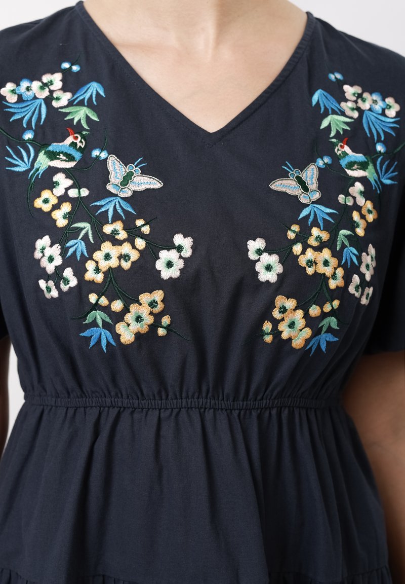 Anna Field EMBROIDERY MIDI - Day dress - dark navy/dark blue - Zalando.co.uk