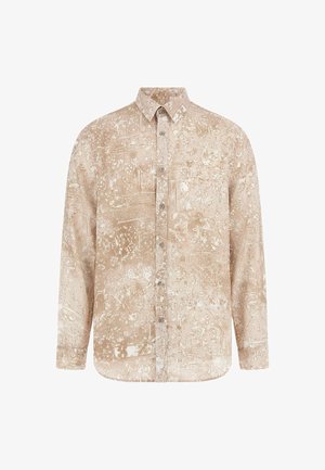 Pika-pikkade varrukatega nuppude jaoheline särk, millel on valged lille- ja abstraktsed mustrid. Omab klassikalist kraed ja ümarat serva.