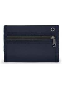 Námořnická tkanina peněženka s texturovaným povrchem, vybavená zipovou kapsou a vyztuženými okraji. Obsahuje kovový kroužek a jezdce na zip.
