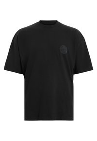 Sort bomulds t-shirt med løs pasform, korte ærmer og rund halsudskæring. Har et subtilt tonal logo på venstre bryst.