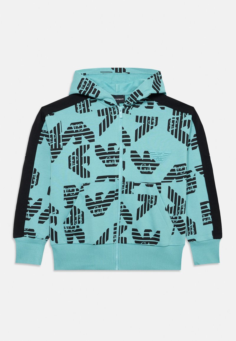 Emporio Armani Sweater met rits lichtblauw