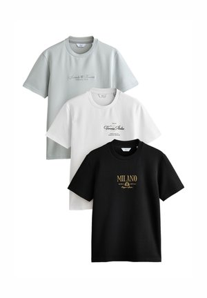 SLIM FIT - GRAPHIC 3 PACK - T-Shirt print - black white grey embroidered