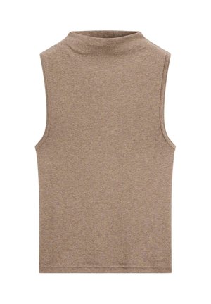 Massimo Dutti FITTED FUNNEL NECK - Top - light brown