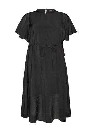 Zizzi, KNÖCHELLANGES KLEID MIT FLÜGELÄRMELN UND BINDEGÜRTEL - Freizeitkleid - schwarz