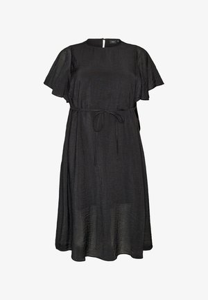 Zizzi, KNÖCHELLANGES KLEID MIT FLÜGELÄRMELN UND BINDEGÜRTEL - Vestido informal - schwarz