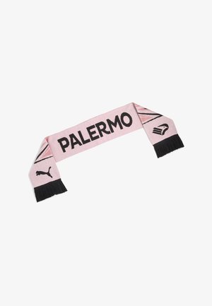 Pinker Schal mit schwarzen Fransen, der das Wort PALERMO in schwarzen Buchstaben und das Puma-Logo an einem Ende sowie das Vereinswappen am anderen Ende zeigt.