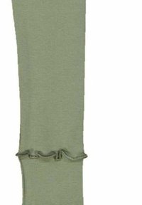 Zelené legíny s jemným žebrovaným vzorem, s volánkem na kotníku. Vyrobené z měkkého a elastického materiálu.