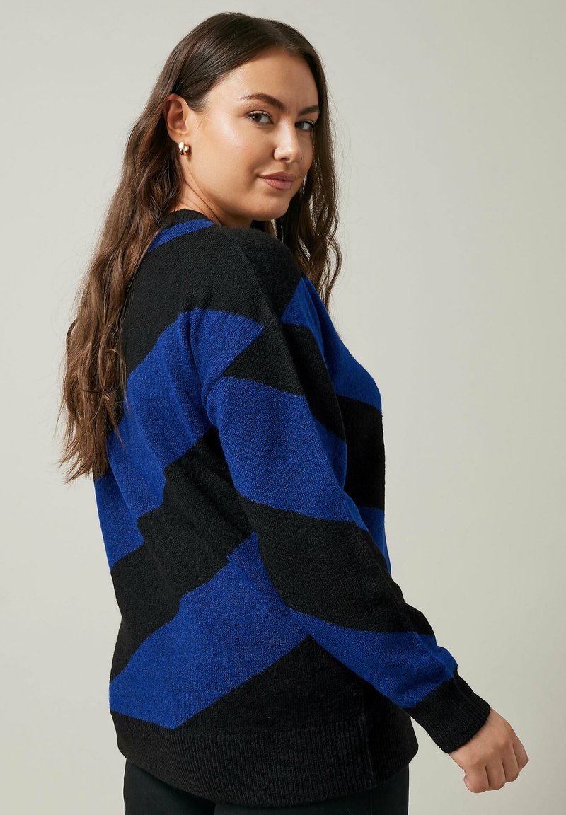 Evans DIAGONAL STRIPE Strickpullover black/dunkelblau