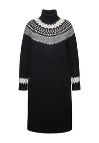 Ulla Popken NORWEGIAN STRIPED TURTLENECK  - Pletené šaty - black
