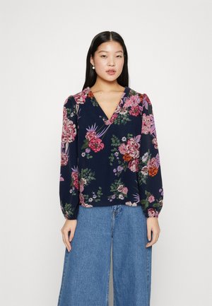 Vero Moda VMVIOLA V-NECK - Μπλούζα - navy blazer