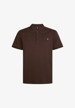 Braun poloshirt aus Baumwolle mit Kragen, kurzen Ärmeln und kleinem Logo auf der linken Brust. Standardpassform.