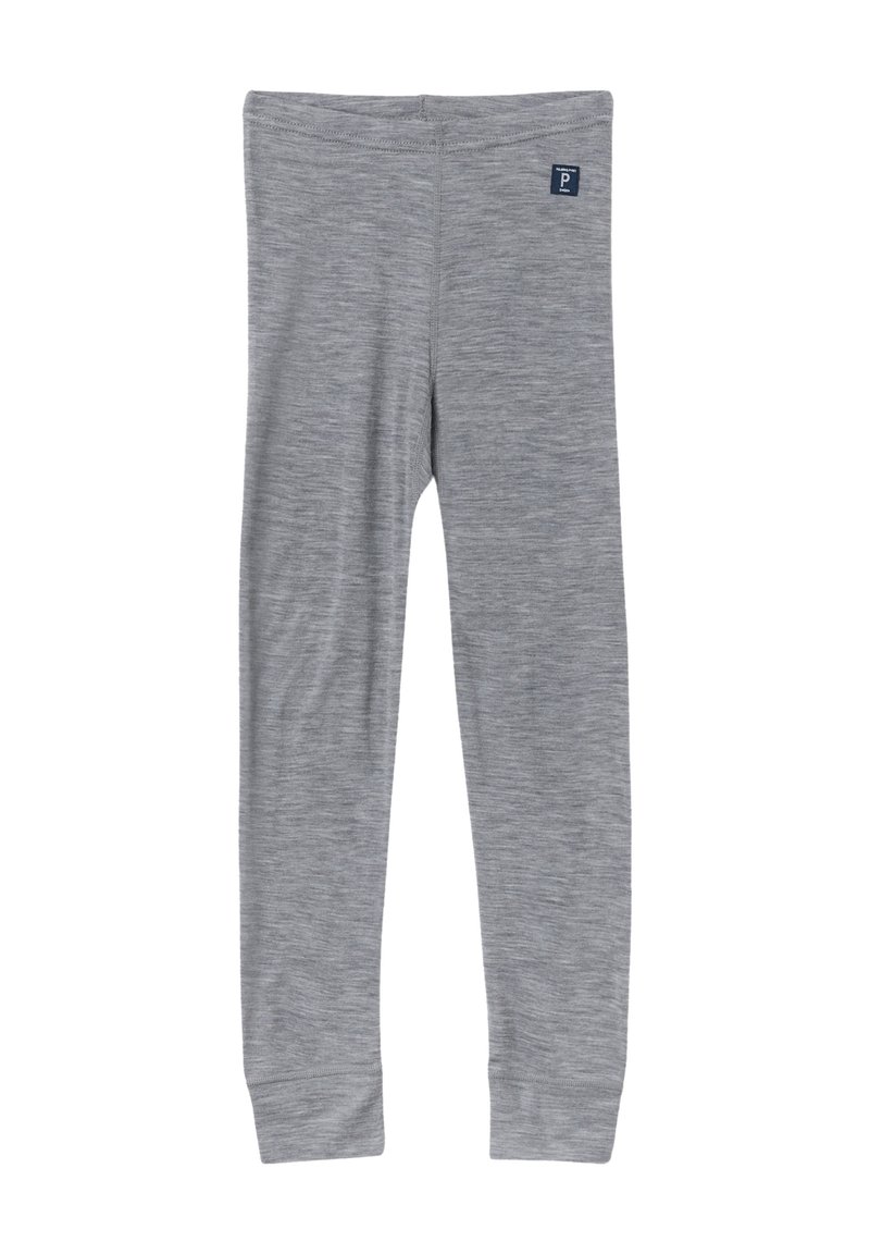 Harmaat legginssit, jotka on valmistettu pehmeästä ja rakenteellisesta kankaasta. Niissä on tiukka muotoilu ja pieni bränditagi vyötäröllä.