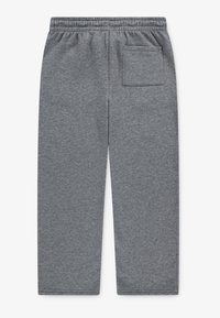 Grijze joggingbroek met een elastische tailleband, recht model en een enkele achterzak. Gemaakt van zachte stof met een gladde textuur.