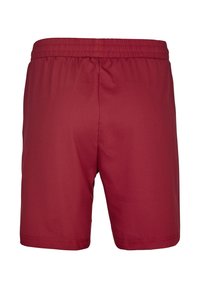 Faste, maroon atletikshorts med elastisk talje, glat stof og en simpel syet kant, vist fra bagsiden.