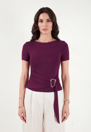Lela & Buratti, LELA & BURATTI BLOUSE FITTED FIT - T-shirt imprimé - dark purple